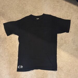 Chrome Hearts Black Short Sleeve Pocket Tee with White 'CH' Hem Logo